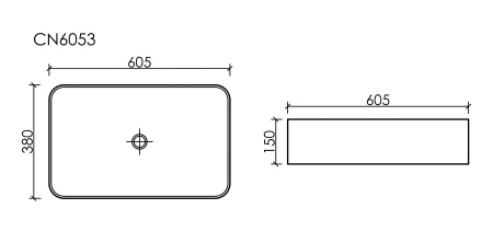 Раковина накладная (60,5х38) Ceramica Nova ELEMENT CN6053MB